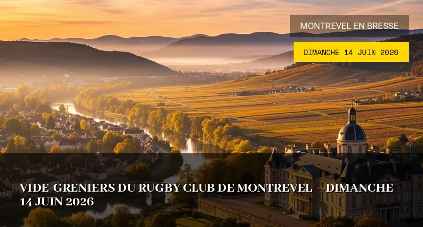 Affiche de l'événement : Vide-greniers du Rugby Club de Montrevel – Dimanche 14 Juin 2026