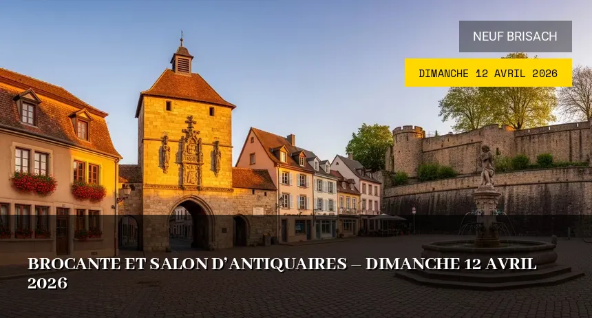 Affiche de l'événement : Brocante et Salon d&rsquo;Antiquaires – Dimanche 12 Avril 2026