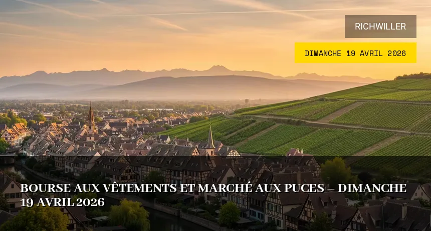 Affiche de l'événement : Bourse aux vêtements et marché aux puces – Dimanche 19 Avril 2026