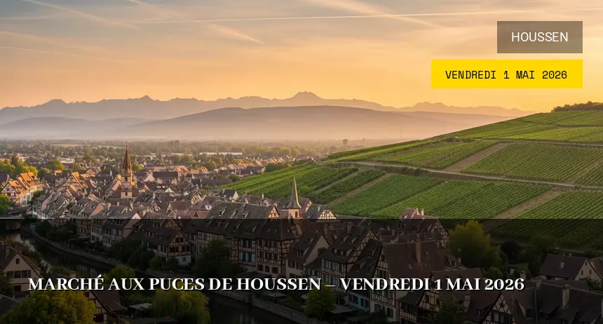 Affiche de l'événement : Marché aux puces de Houssen – Vendredi 1 Mai 2026