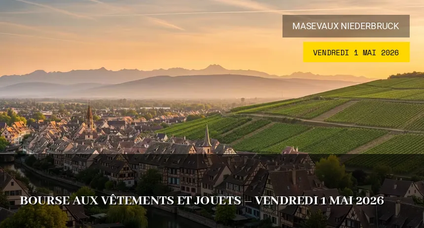 Affiche de l'événement : Bourse aux vêtements et jouets – Vendredi 1 Mai 2026