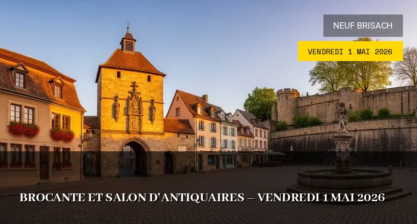Affiche de l'événement : Brocante et salon d&rsquo;antiquaires – Vendredi 1 Mai 2026