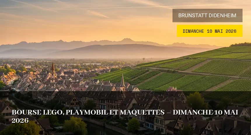 Affiche de l'événement : Bourse Lego, Playmobil et maquettes – Dimanche 10 Mai 2026
