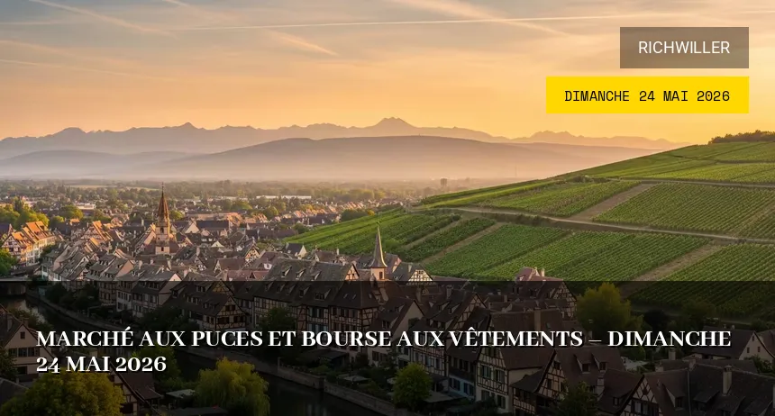 Affiche de l'événement : Marché aux puces et bourse aux vêtements – Dimanche 24 Mai 2026