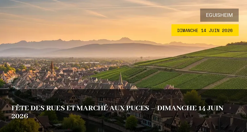 Affiche de l'événement : Fête des Rues et Marché aux Puces – Dimanche 14 Juin 2026