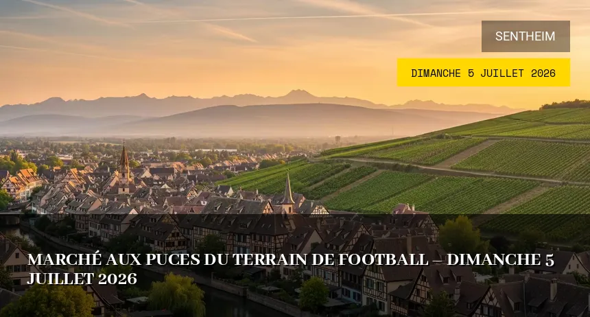 Affiche de l'événement : Marché aux puces du terrain de football – Dimanche 5 Juillet 2026