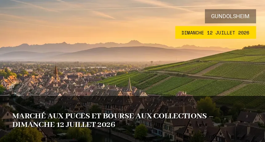 Affiche de l'événement : Marché aux puces et bourse aux collections – Dimanche 12 Juillet 2026