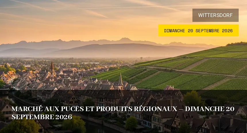 Affiche de l'événement : Marché aux puces et produits régionaux – Dimanche 20 Septembre 2026