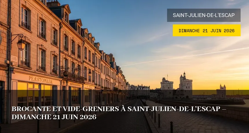 Affiche de l'événement : Brocante et Vide-greniers à Saint-Julien-De-L&rsquo;Escap – Dimanche 21 Juin 2026