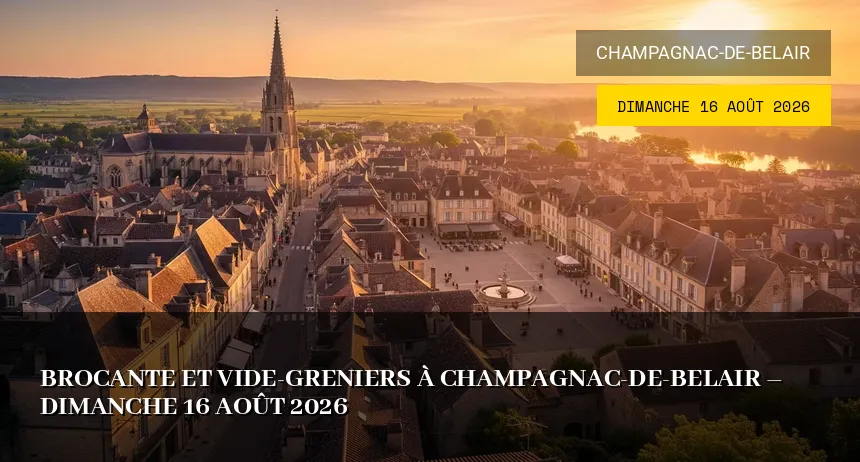 Affiche de l'événement : Brocante et Vide-Greniers à Champagnac-de-Belair – Dimanche 16 Août 2026
