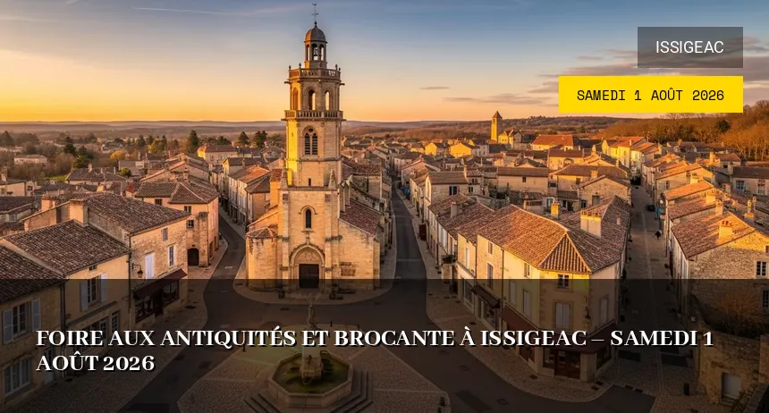 Affiche de l'événement : Foire aux Antiquités et Brocante à Issigeac – Samedi 1 Août 2026