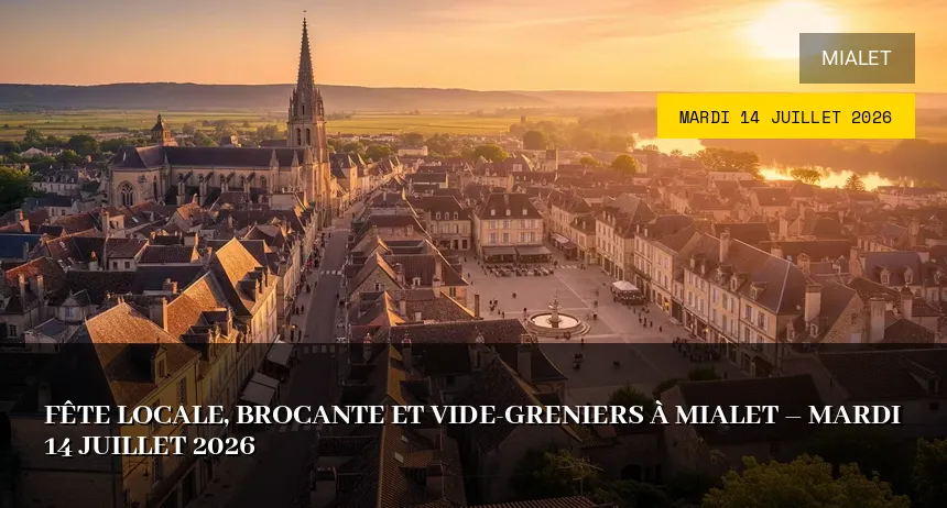 Affiche de l'événement : Vide-greniers de la Fête Nationale à Mialet – Mardi 14 Juillet 2026