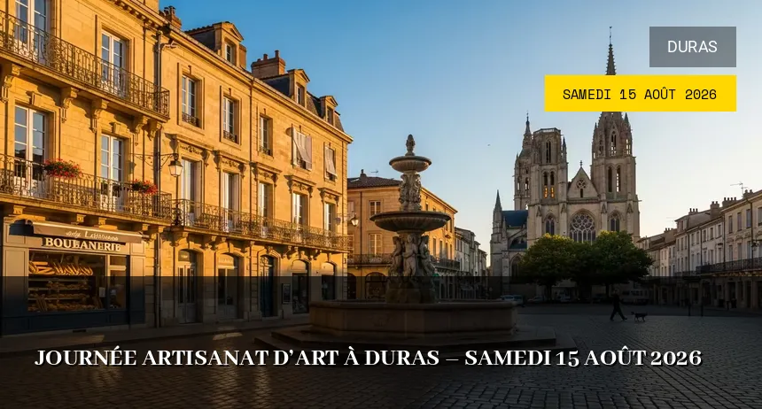 Affiche de l'événement : Journée Artisanat d&rsquo;Art à Duras – Samedi 15 Août 2026