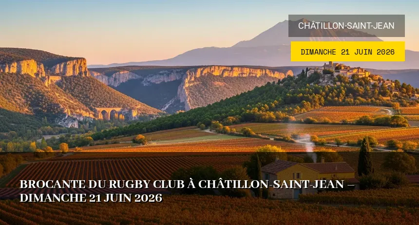 Affiche de l'événement : Brocante du Rugby Club à Châtillon-Saint-Jean – Dimanche 21 Juin 2026