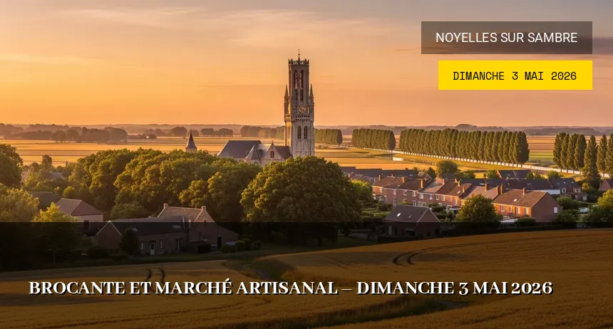 Affiche de l'événement : Brocante et marché artisanal – Dimanche 3 Mai 2026