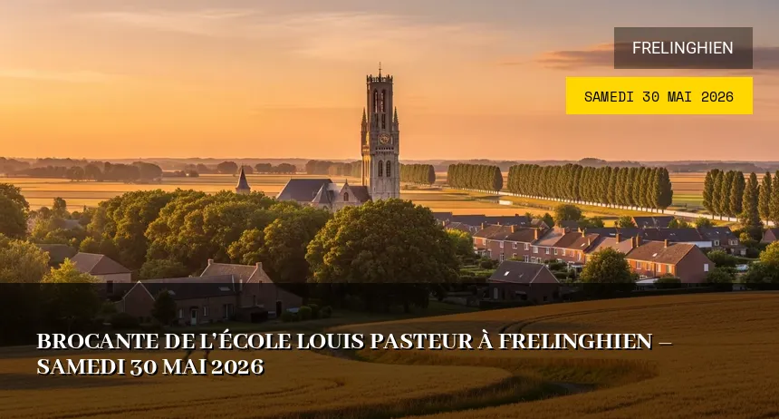 Affiche de l'événement : Brocante de l&rsquo;école Louis Pasteur à Frelinghien – Samedi 30 Mai 2026