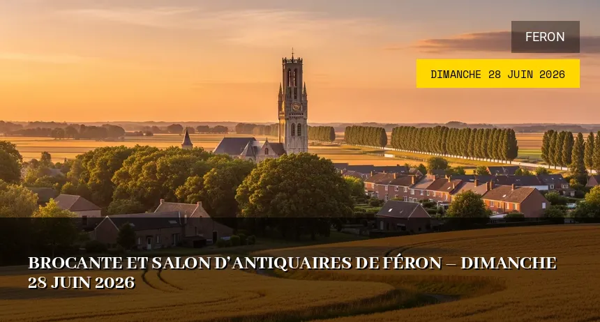 Affiche de l'événement : Brocante et Salon d&rsquo;Antiquaires de Féron – Dimanche 28 Juin 2026