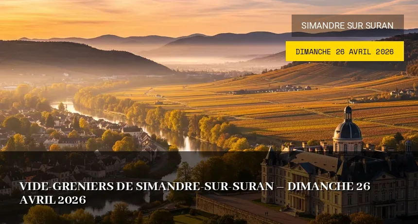 Affiche de l'événement : Vide-greniers de Simandre-sur-Suran – Dimanche 26 Avril 2026