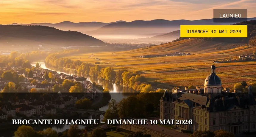 Affiche de l'événement : Brocante de Lagnieu – Dimanche 10 Mai 2026