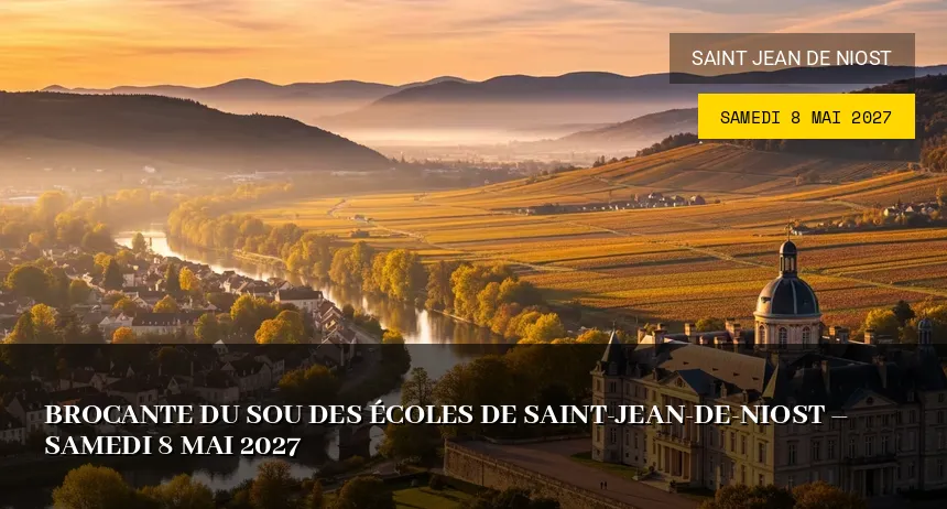 Affiche de l'événement : Brocante du Sou des Écoles de Saint-Jean-de-Niost – Samedi 8 Mai 2027