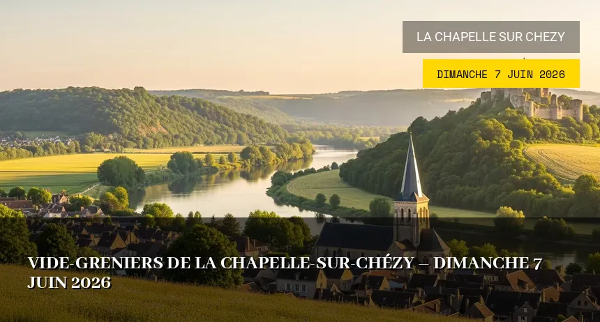 Affiche de l'événement : Vide-greniers de La Chapelle-sur-Chézy – Dimanche 7 Juin 2026