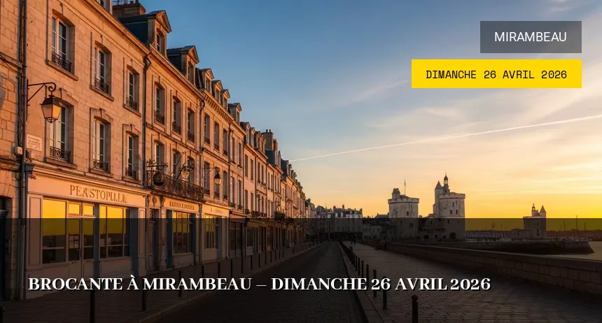 Affiche de l'événement : Brocante à Mirambeau – Dimanche 26 Avril 2026