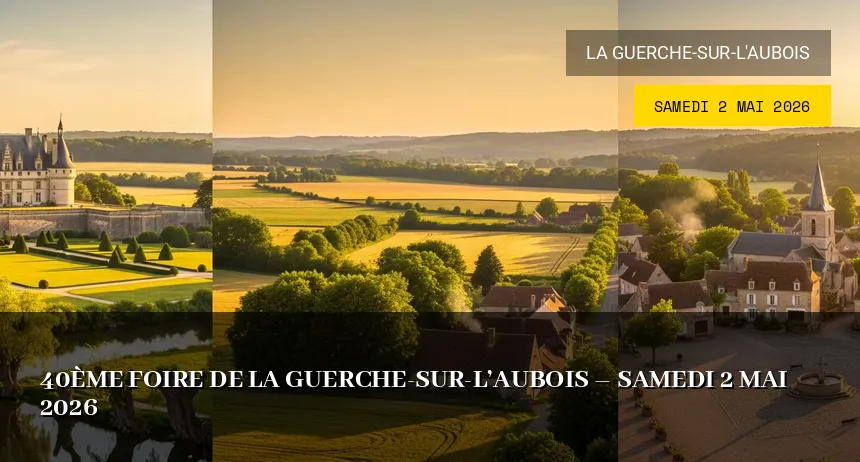 Affiche de l'événement : 40ème Foire de La Guerche-sur-l&rsquo;Aubois – Samedi 2 Mai 2026