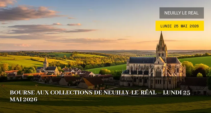 Affiche de l'événement : Bourse aux collections de Neuilly-le-Réal – Lundi 25 Mai 2026