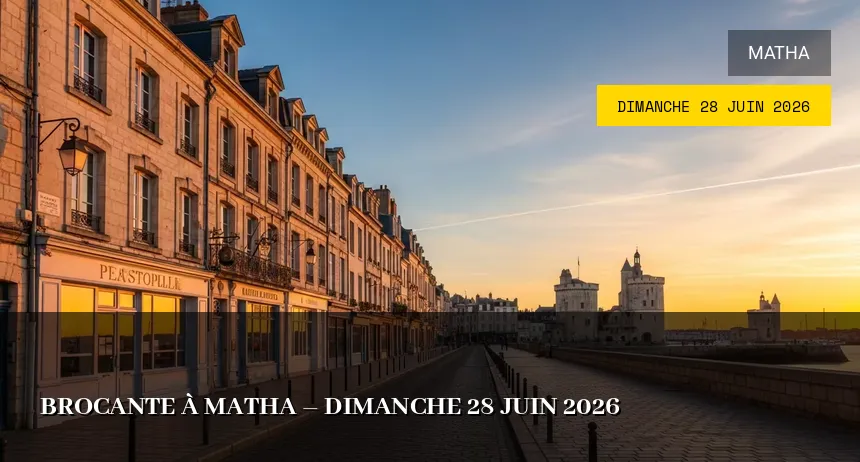 Affiche de l'événement : Brocante à Matha – Dimanche 28 Juin 2026