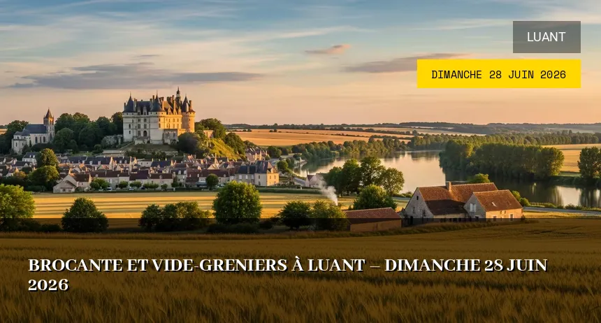 Affiche de l'événement : Brocante et Vide-Greniers à Luant – Dimanche 28 Juin 2026