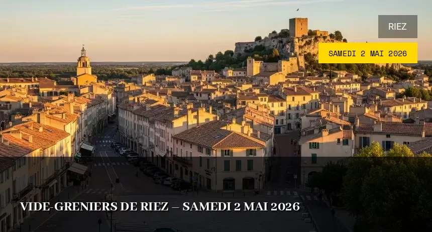 Affiche de l'événement : Vide-greniers de Riez – Samedi 2 Mai 2026