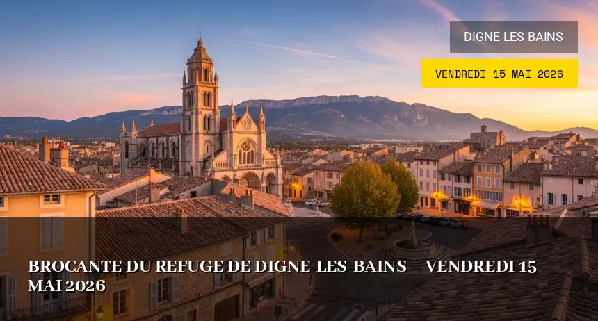 Affiche de l'événement : Brocante du Refuge de Digne-les-Bains – Vendredi 15 Mai 2026