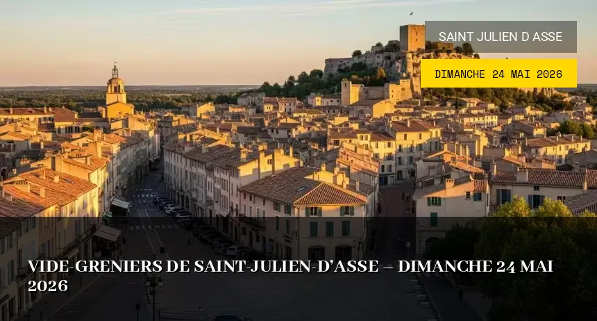 Affiche de l'événement : Vide-greniers de Saint-Julien-d&rsquo;Asse – Dimanche 24 Mai 2026