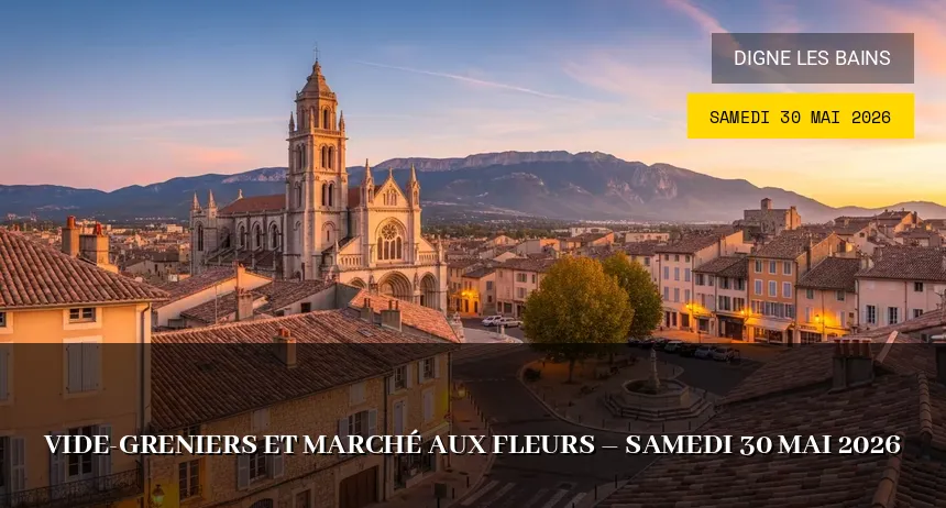Affiche de l'événement : Vide-greniers et marché aux fleurs – Samedi 30 Mai 2026