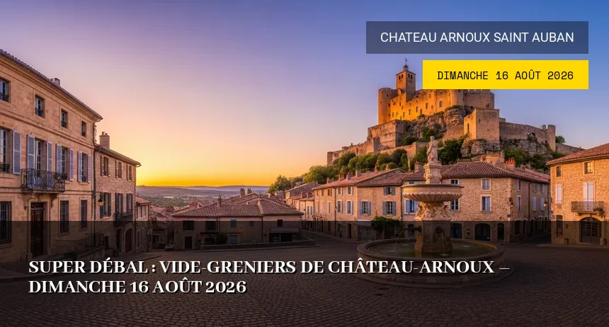 Affiche de l'événement : Super Débal : Vide-Greniers de Château-Arnoux – Dimanche 16 Août 2026