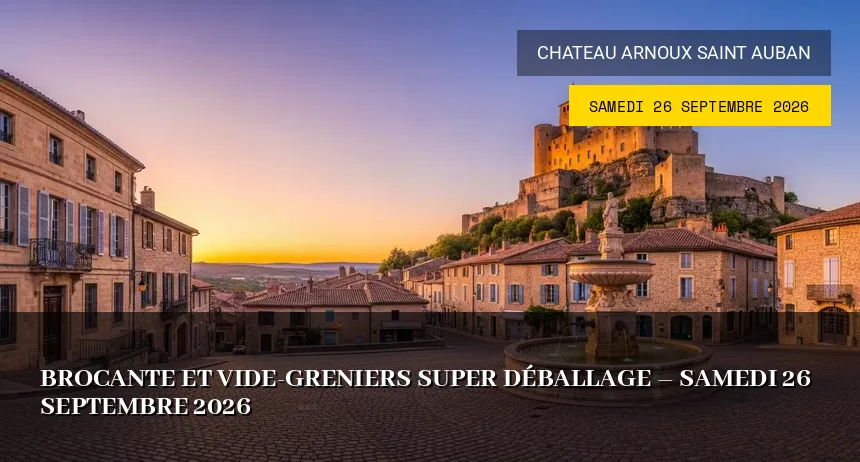 Affiche de l'événement : Brocante et Vide-greniers Super Déballage – Samedi 26 Septembre 2026