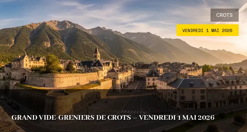 Affiche de l'événement : Grand vide-greniers de Crots – Vendredi 1 Mai 2026