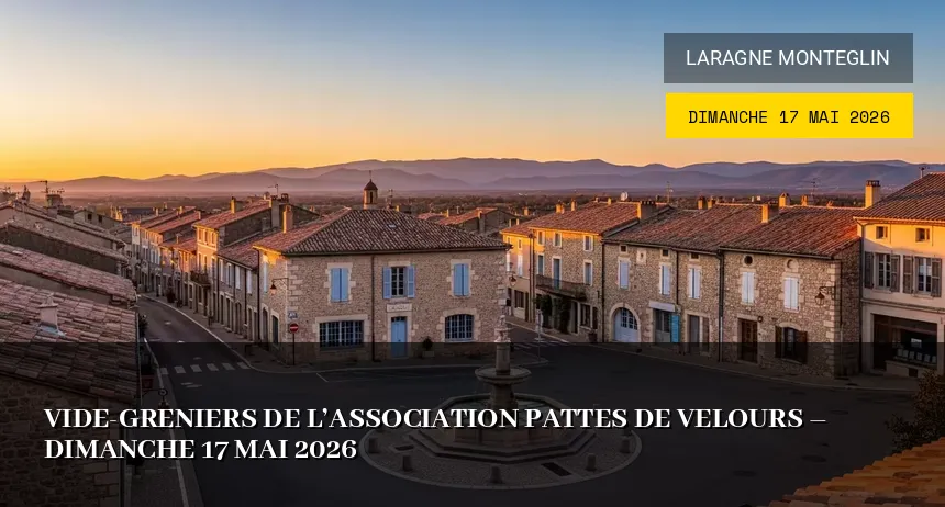 Affiche de l'événement : Vide-greniers de l&rsquo;Association Pattes de Velours – Dimanche 17 Mai 2026