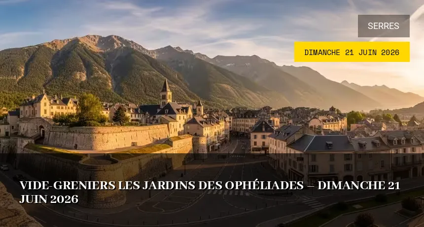 Affiche de l'événement : Vide-greniers Les Jardins des Ophéliades – Dimanche 21 Juin 2026