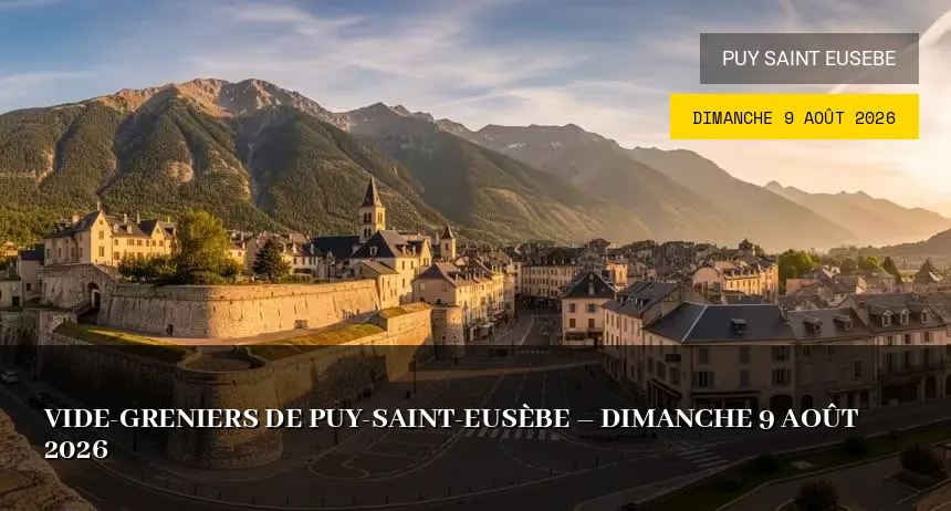 Affiche de l'événement : Vide-greniers de Puy-Saint-Eusèbe – Dimanche 9 Août 2026