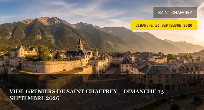 Affiche de l'événement : Vide-greniers de Saint-Chaffrey – Dimanche 13 Septembre 2026