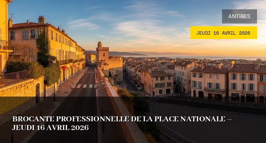 Affiche de l'événement : Brocante professionnelle de la Place Nationale – Jeudi 16 Avril 2026