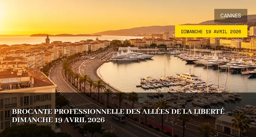 Affiche de l'événement : Brocante professionnelle des Allées de la Liberté – Dimanche 19 Avril 2026