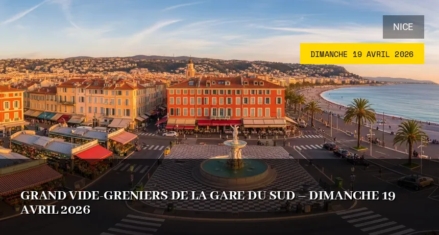Affiche de l'événement : Grand vide-greniers de la Gare du Sud – Dimanche 19 Avril 2026