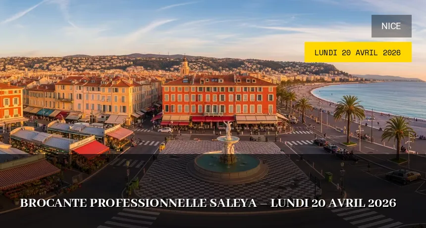 Affiche de l'événement : Brocante professionnelle Saleya – Lundi 20 Avril 2026