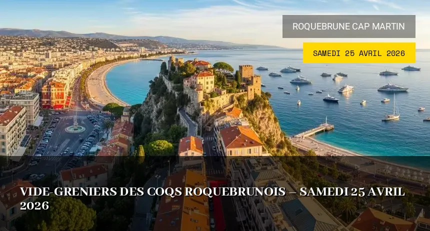 Affiche de l'événement : Vide-greniers des Coqs Roquebrunois – Samedi 25 Avril 2026