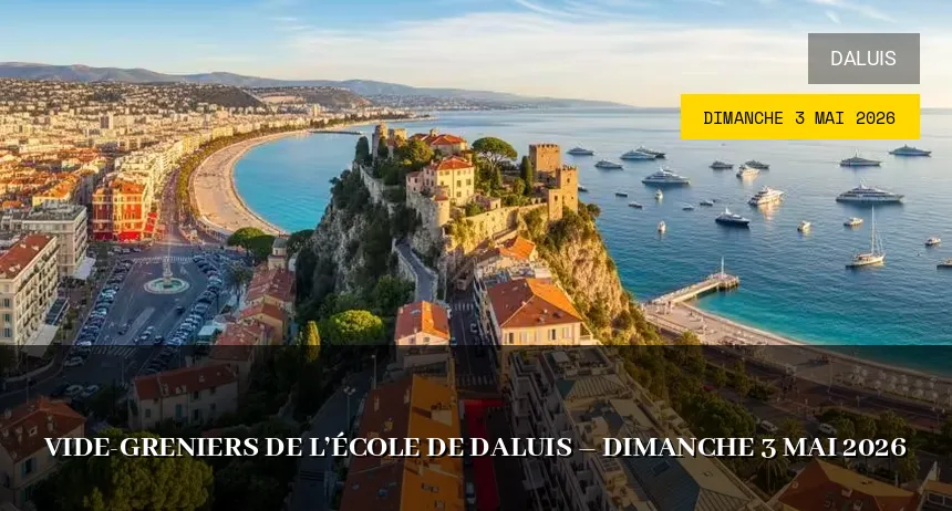 Affiche de l'événement : Vide-greniers de l&rsquo;école de Daluis – Dimanche 3 Mai 2026