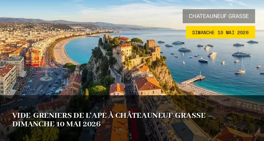 Affiche de l'événement : Vide-greniers de l&rsquo;APE à Châteauneuf-Grasse – Dimanche 10 Mai 2026