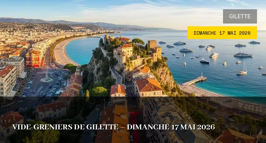 Affiche de l'événement : Vide-greniers de Gilette – Dimanche 17 Mai 2026