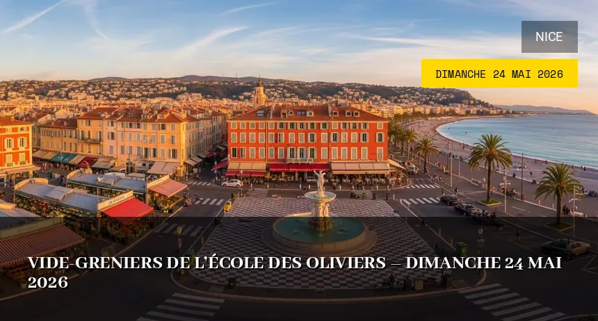 Affiche de l'événement : Vide-greniers de l&rsquo;école des Oliviers – Dimanche 24 Mai 2026